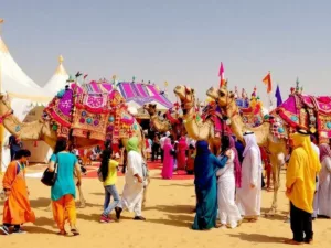 Colorful camels at the Al Dhafra Festival in Abu Dhabi.