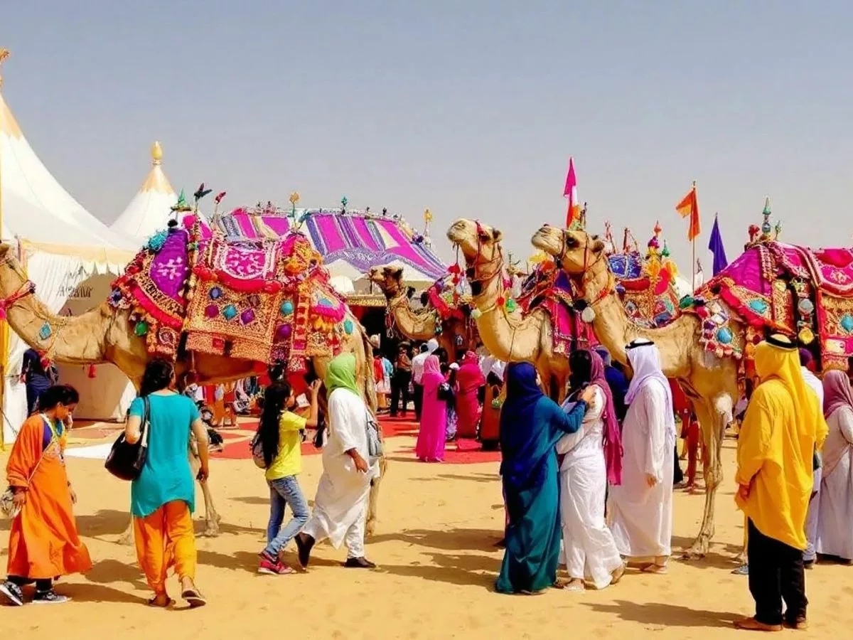 Colorful camels at the Al Dhafra Festival in Abu Dhabi.