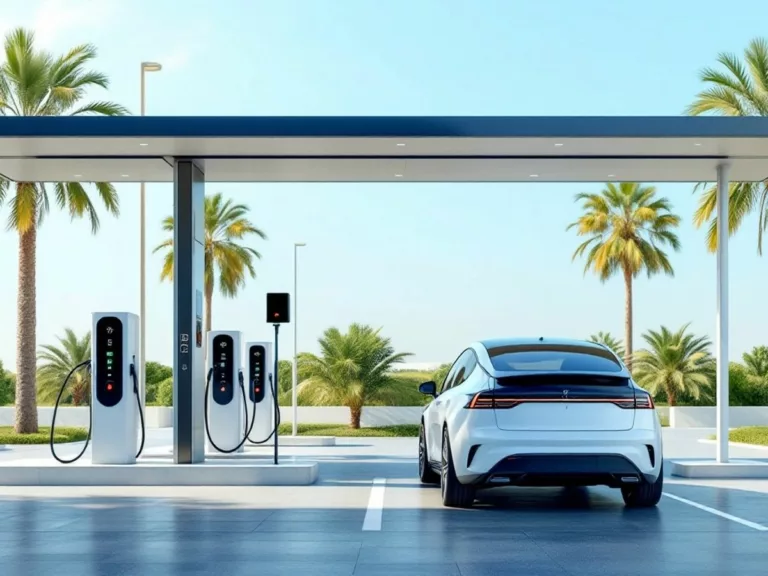 Electric vehicle charging station in the UAE.