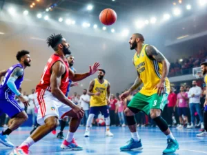 Football legends playing basketball in Abu Dhabi.