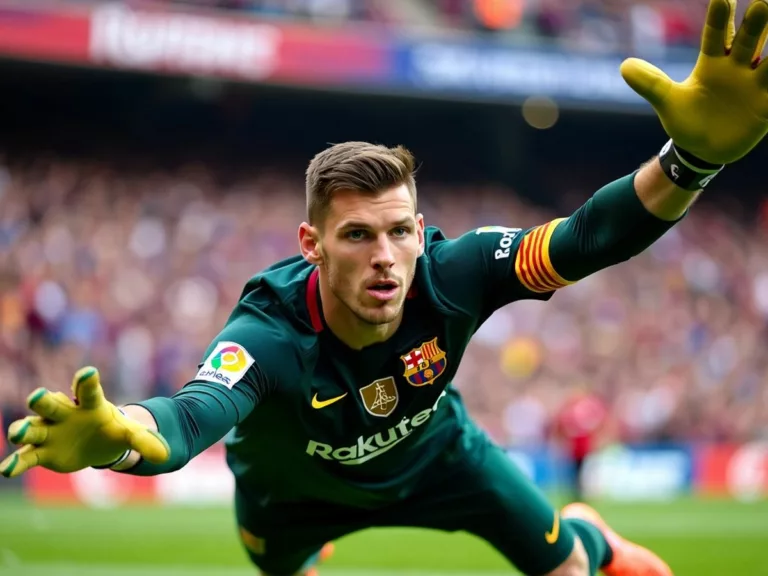 Wojciech Szczesny making a save for Barcelona.