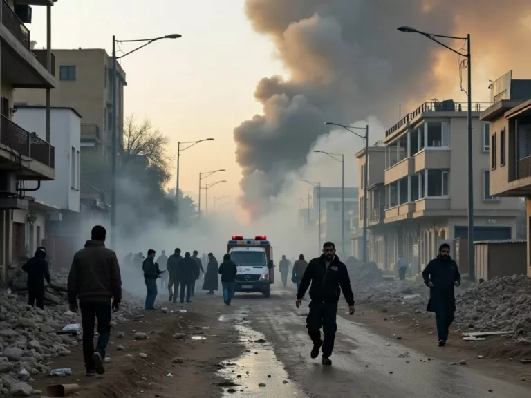 Emergency responders at a violent scene in Iran.