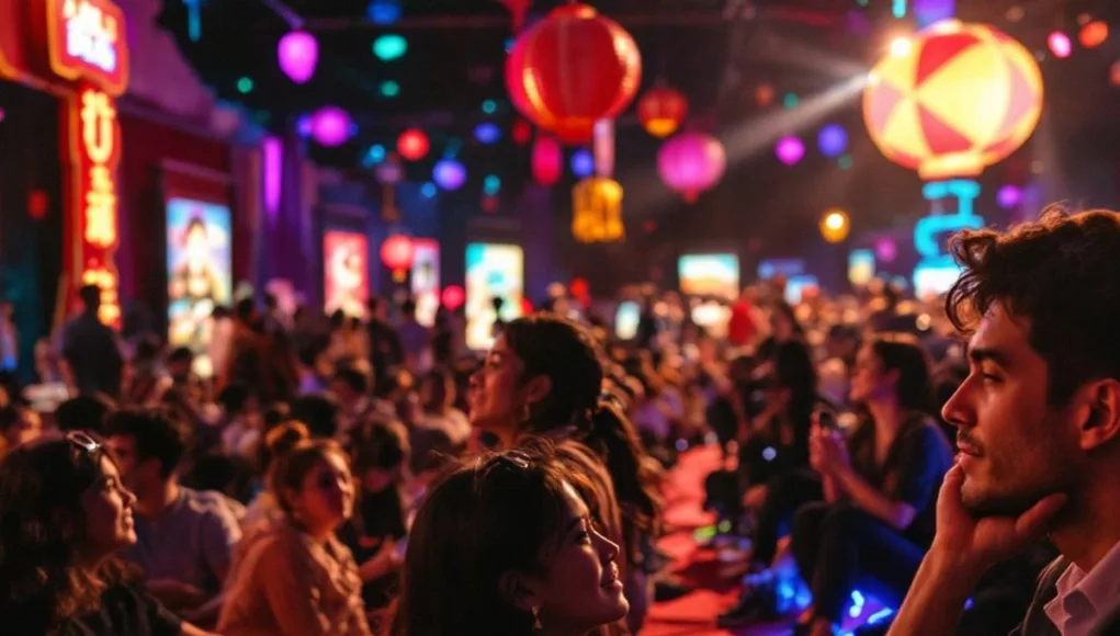 Audience enjoying a film at the Korean Film Festival.