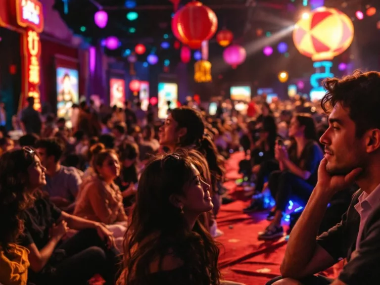 Audience enjoying a film at the Korean Film Festival.