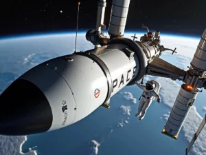 SpaceX spacecraft docking with the International Space Station.