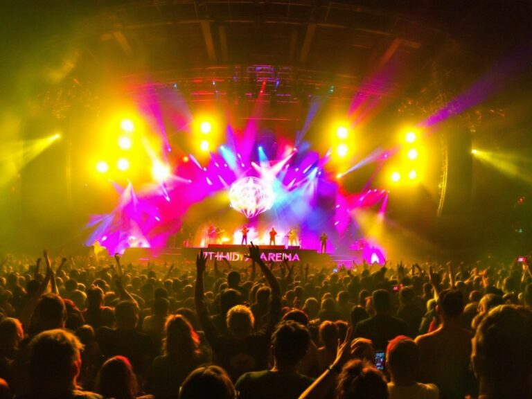 Crowd enjoying a concert at Etihad Arena.