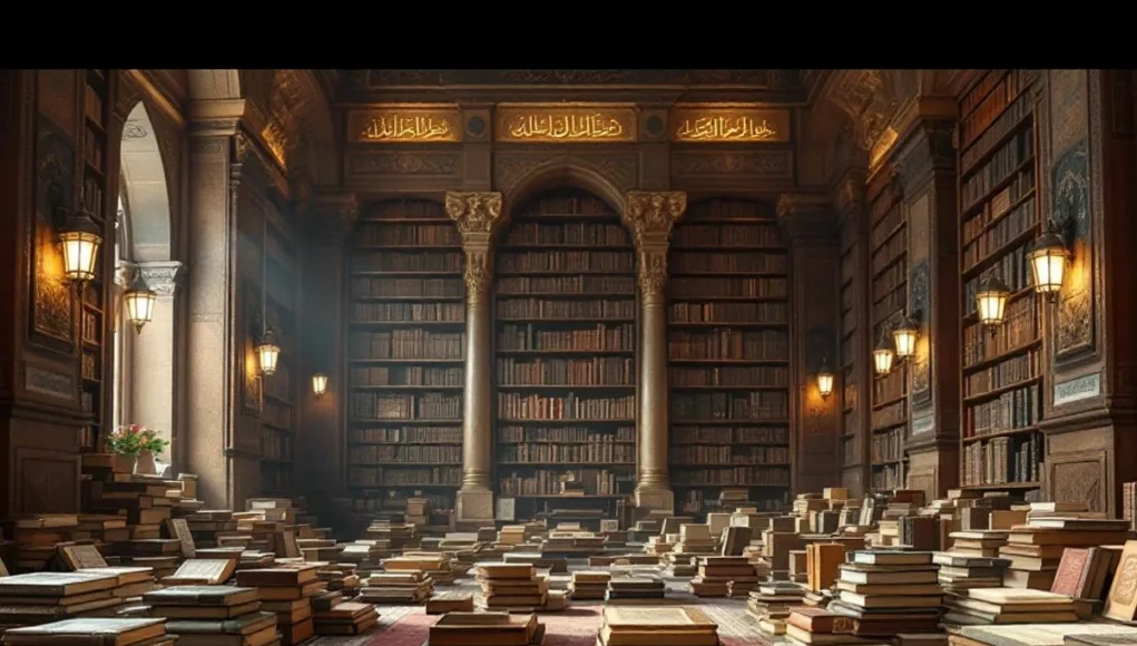 Library with 127 historical Arabic language volumes.