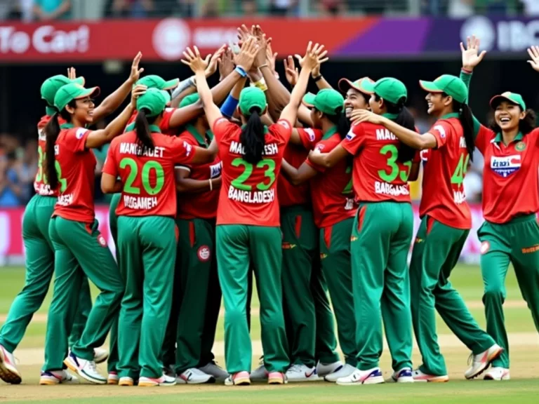 Bangladesh women's cricket team celebrating their T20 World Cup win.