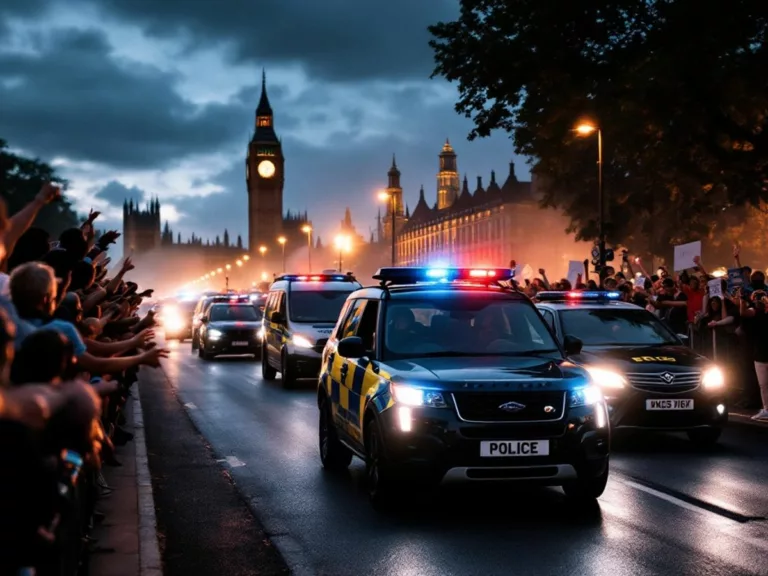 Police escort for Taylor Swift concert in London.