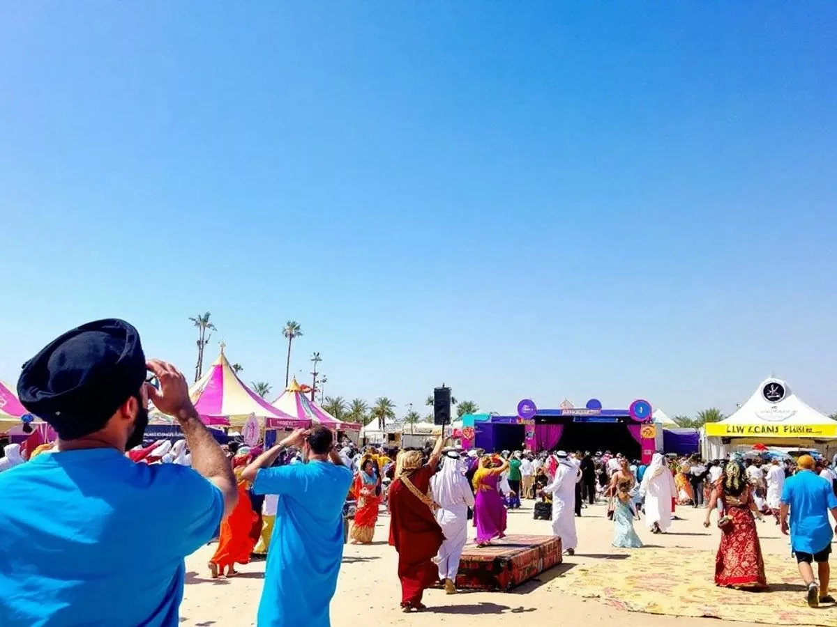 Colorful tents and dancers at Abu Dhabi's Liwa Festival.