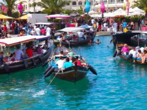 Traditional fishing boats at Abu Dhabi's Maritime Festival.