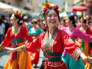 Colorful costumes and dance at Busan Festa in Dubai.