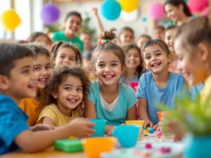 Group of 21 happy children from Gaza playing together.