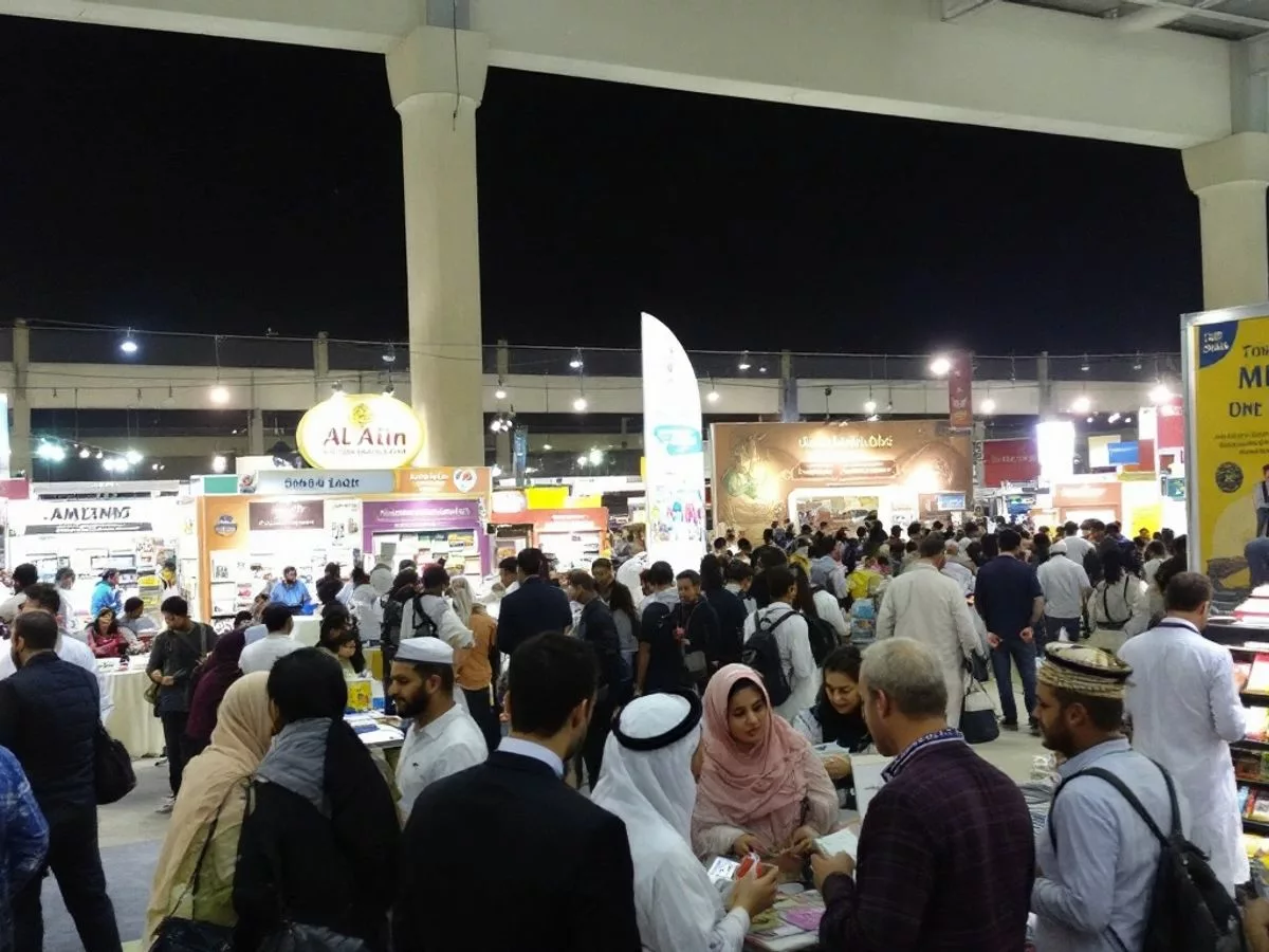 Colorful book stalls at Al Ain Book Festival.