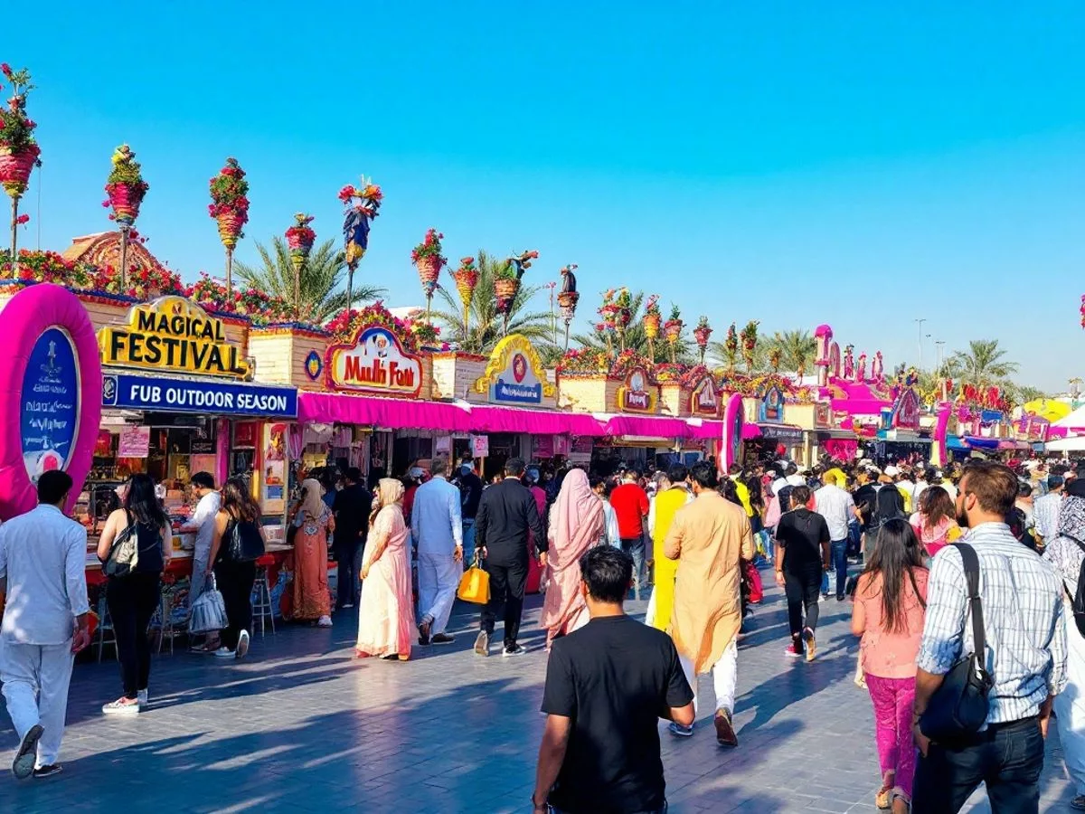 Festival-goers enjoying vibrant outdoor festivities in UAE.