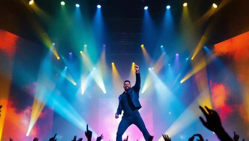 Ricky Martin performing on stage in Dubai.