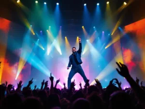 Ricky Martin performing on stage in Dubai.