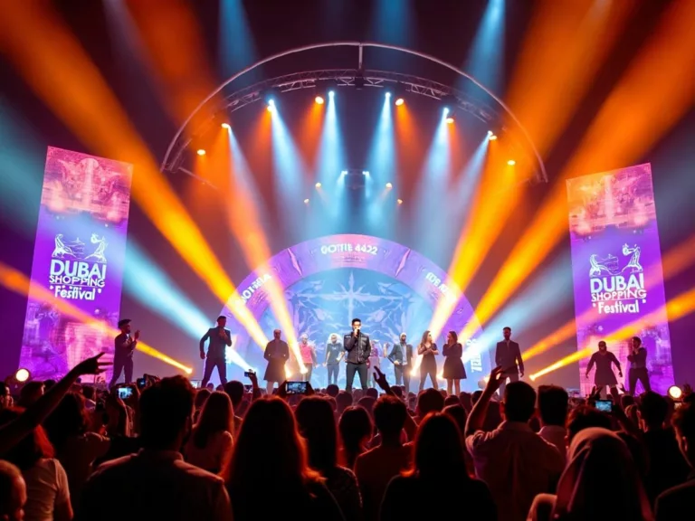 Crowd enjoying performances at Dubai Shopping Festival.