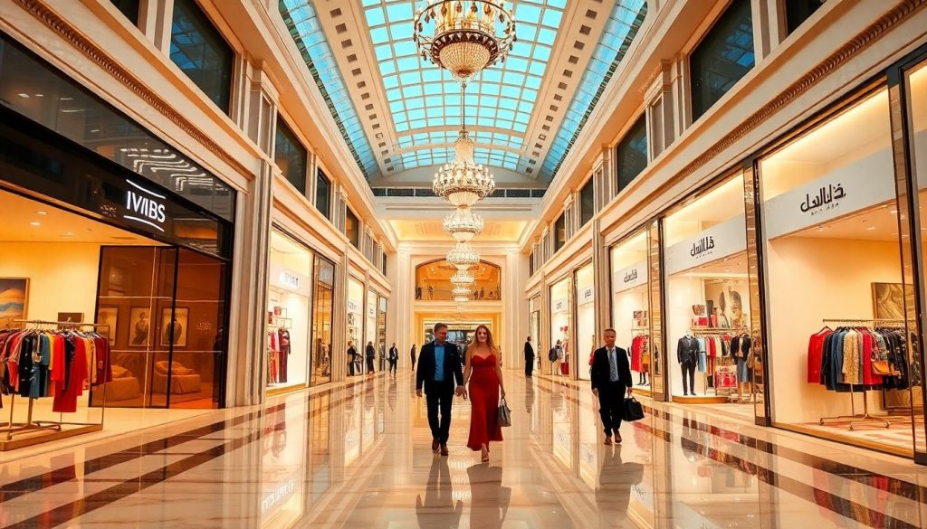 Luxury shopping interior with fashion items
