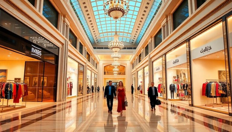 Luxury shopping interior with fashion items