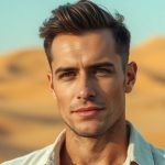 Man grooming in desert.