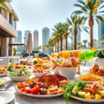 Plates of food on a table