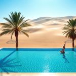 Serene desert wellness retreat pools
