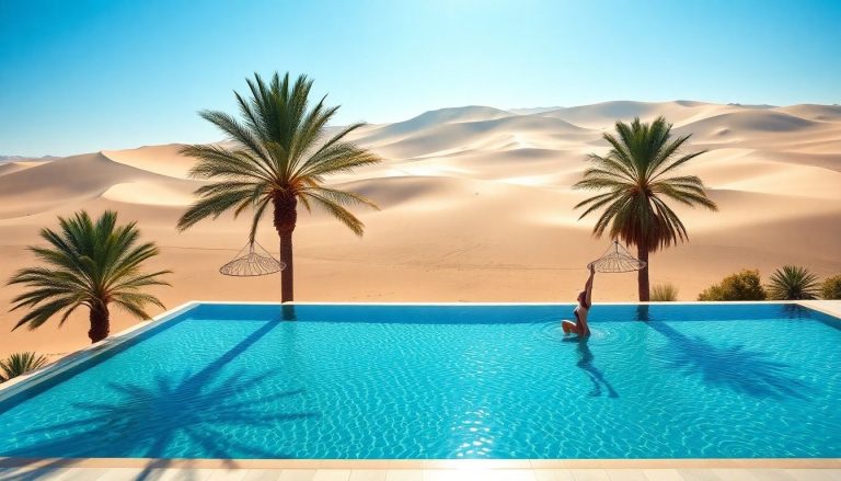 Serene desert wellness retreat pools