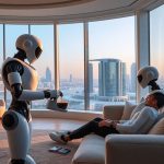 Robots assisting people in modern UAE homes.