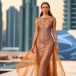 Opulent fashion, Dubai cityscape background