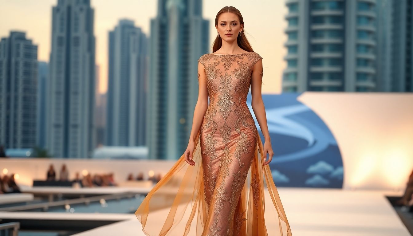 Opulent fashion, Dubai cityscape background