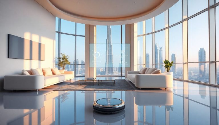 Futuristic UAE home with integrated smart technology.