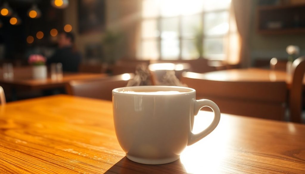 Coffee cup on a cafe table