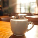 Coffee cup on a cafe table