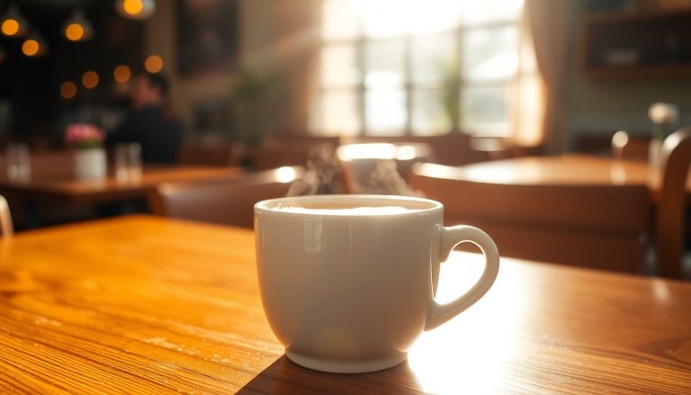 Coffee cup on a cafe table