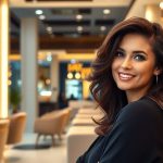 Elegant woman getting hair styled at a luxurious Dubai salon.