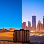 Desert landscape, city skyline, travel destinations