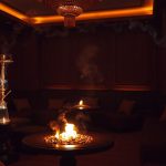 Shisha lounge in Dubai, glowing coals.