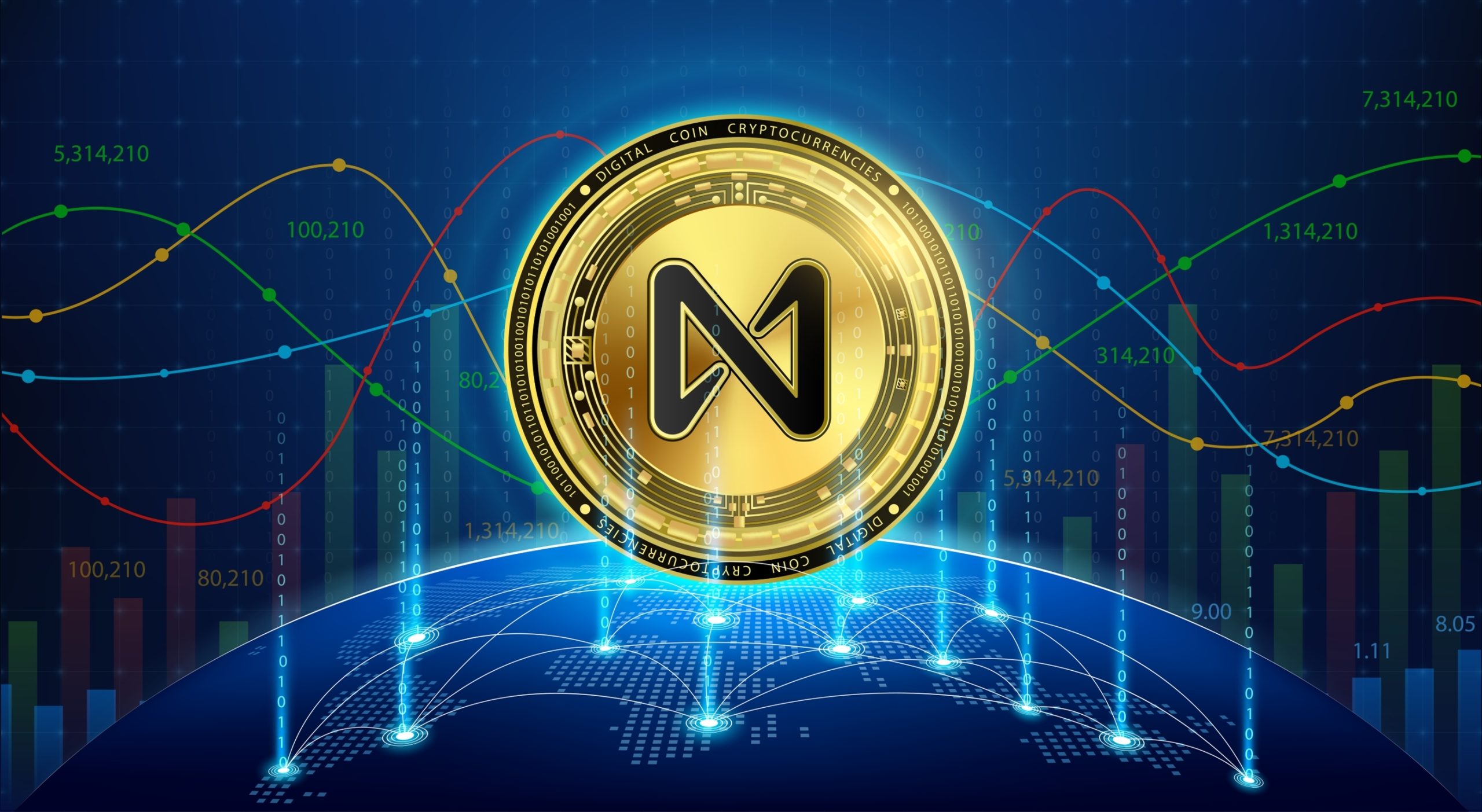 Near,Protocol,Gold,Coin.,Token,Cryptocurrency,Currency,On,Future,Internet.